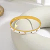 Bangle Flashbuy Bracciali in acciaio inossidabile con stella smaltata bianca squisita per le donne Accessori color oro Regalo di amiciziaBangle