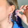 orecchino pendente a farfalla di lusso designer per donna S925 argento post party rosa AAA zirconi argento orecchini con diamanti bianchi Sud Am321v