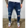 Mens jeans svart blå cool skinny rippad stretch smal elastiska denim byxor stor storlek för manlig vår sommar höst hip hop 220328