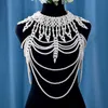 Retro advanced Pearls Crystal Body Jewelry Chain Sexyhandmade beaded Women Bridal wedding dress large necklace jewelry Accessor 228657591