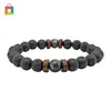 Cadena de eslabones Pulsera de cuentas de madera natural Accesorio para hombres Joyería Retro Chakra Lava Regalo Glittery Fawn22