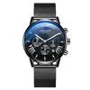 Наручительные часы 2022 Ультра тонкие минималистские синие циферблаты часы для мужчин стальные сетки часов.