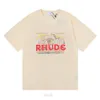 디자이너 고급 Rhude 남자 티셔츠 봄 여름 여름 짧은 슬리브 티셔츠 남자와 여자 모나코를위한 하나님의 도움