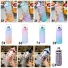 2000ML Large Capacity 2L Water Bottle Straw Cup Gradient Color Plastic Water Cups With Time Marker Outdoor Sport Fitness Sports Bottles SS1103