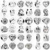 925 Sterling Silver Charms Nouvelle Couleur Argent Chat Chanceux Plume Hibou Château DIY Perles Original Fit Pandora Bracelet Fabrication de Bijoux DIY Cadeau