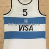 SjZl98 # 5 Manu Ginobili Team Argentina Navy Blue Sewn Retro Throwback Basketball Jersey Anpassa något antal antal och spelarnamn