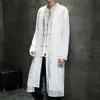 Automne hommes blanc lin Trench Coat 2022 hommes en vrac longue Type chinois coton coupe-vent mâle Mandarin col Cardigan Robe L220706