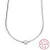 2022 New Necklace 925 Sterling Silver Simple Snake Necklace Fit Original Pandort Charm Bead Pendant for Women Silver Jewelry DIY