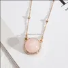 Pendant Necklaces Pendants Jewelry Exquisite Natural Stone Lapis Lazi Turquoise Pink Rose Quartz Chakra Healing Dhimv