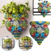 Harts Flower Pot Handmade Staty Plat-Backed Wall Planter Crafts Decor for Home Gardening Ornament Ki YQ231018