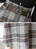 SURMIITRO Autumn Winter Warm Midi Long Skirt Women Korean Style Irregular Plaid Mid-Length High Waist Skirt Female Belt 220401