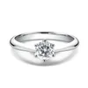 Moissanite Sterling Silver S925 Wed Ring 05 Karat Classic Six Claw Diamond Engagement Promis