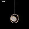 Pendant Lamps Modern Led Round Lights Crystal Ring Hanging Gold Bedside Lighting Decoration Bedroom Rotatable Luxury DroplightPendant