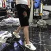 Herren Shorts 2022 Sommer Neues Design Hosen Dünne Krone Strass Lässige Mode Party Hip Hop Lose Gerade Capris Strand Männliche Kleidung Schwarz Weiß 28-36