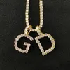 Chains Hip Hop Iced Out Letter A-Z CZ Cubic Zirconia Gold Rhodium Plated Copper Pendants For Women Men Claw Setting JewelryChains