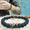 Bracelets de charme Men Bracelete Natural Moonstone Bad Buddha Chakra Lava Stone Difusor Jóias Presente Drop Lars22