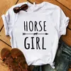 Just A Girl Print Horse T Shirt Women T-shirts Casual Fashion Funny T-shirt White Tops Short Sleeve