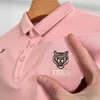 Yüksek kaliteli moda markası Tiger Head işlemeli polo gömlek erkekler kısa kollu tişört yaz yaka yarı yakışıklı üst 220504