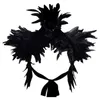 Scarves Black Natural Feather Shrug Shawl Shoulder Wraps Cape Gothic Collar Cosplay Party Body Cage Harness Bra Belt Fake2009068
