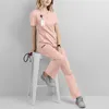 Eithexu Set da due pezzi da donna Pantaloni e top Abbigliamento da salone uniforme da infermiera con scollo a V di alta qualità