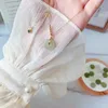 Pendant Necklaces Natural Emerald Round White/Green Wada Gold Necklace Ladies Elegant Wedding Party Fashion Jewelry Clavicle Chain GiftPenda
