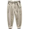 Calça masculina primavera outono de lã cargo cargo de cor sólida casual solta as calças da cintura Moda de lã retrô R53men's