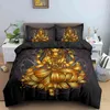 Family Buddha Sängkläder Set Mandala Quilt Cover Luxury Twin King Size Bed Set Bohemian Bedclothes 2/3 st med örngott