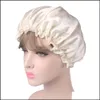 Beanie/Skl Caps Mützen Hüte Schals Handschuhe Modeaccessoires Damen Lange Haarpflege Mütze Einfarbig Nachtschlaf Verstellbar Satin Bonnet Sil