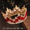 Kristaller Düğün Taç Başlıkları Yuvarlak Gelin Saç Aksesuarları Rhinestone Tiara Diadem Kraliçe Gelinler için Kız Pageant Takı Barok Quinceanera Elmas Quince