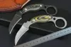 Faca Karambit de lâmina fixa M6654 de alta qualidade D2 Preto/Branco Stone Wash Blade Full Tang G10 Handle Tactical Claw Knives Bainha de couro