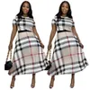 Summer Plaid Printed Dresses Luxury 2 Piece Skirts Suits for Women