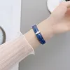 Cinturini per orologi in pelle per Xiaomi Mi Band 7 Cinturini per cinturini da uomo Polsino sportivo con cinturino modello coccodrillo Designer di braccialetti Orologi intelligenti orologi Smartwatch Blu