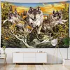 Snow Wolf Carpet Wall Hanging Psychedelic Witchcraft Bohemian Mysterious Art Landscape Room Home Decor J220804
