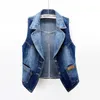 Women's Vests Single-breasted Denim Vest Jacket Women's Autumn Sleeveless Jeans Waistcoat Women Jean Coat Short Jackets LadiesWomen's