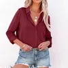 Women's Blouses & Shirts Solid Color Business Satin For Women Casual Loose And Tops Elegant Ladies Long Sleeve Lapel Collar Tunics BlusasWom