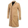 Herren Wollmischungen Mode Langer Trenchcoat Einreiher Wintermantel Lässig Solide Herren Schwarz/Kamel Herren1 T220810