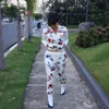 Tröja Butterfly Print Sports Suit Ladies Casual Autumn and Winter Two Piece Set