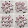 Ciondoli Alla moda Quarzo rosa naturale Pietra Sier Sided Pendenti a cuore 25 mm per collane Creazione di gioielli Carshop2006 D Dhyr9