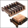 2 Styles Natural Wooden Bamboo Soap Dish For Bath Shower Plate Bathroom Drop Delivery 2021 Dishes Accessories Home Garden Hf7Up