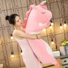 Dessin animé longs animaux en peluche jouet Squishy ami endormi trucs chat lapin cochon dinosaure licorne poupée cadeau de noël 7090120cm 220707