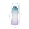 2000 ml Grote Capaciteit Handvat Plastic Flessen Bounce Cover Outdoor Frosted Sports Ketel Gradiënt Kleur Space Cup met Schaal GCE13546