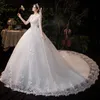 Vintage Ball Wedding Dresses High Neck Train Long Sleeves Sparkle Applique Satin Saudi Arabia Dubai Plus Size Bridal Gown 403