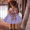 Mädchen Kleider Kinder Designer Kleidung Pailletten Prinzessin Volles formelles Kleid Pompöses Baby Sommerkleid mit großer Schleife Kleinkind Weihnachten Neugeborene Boutique Kleidung