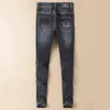 et automne hiver hommes Jeans haut de gamme bleu terre blanc Slim droit Jean tendance lettre imprimé Leggings