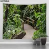 Forêt pont en bois tenture murale tapis Tropical Jungle paysage pas cher Hippie bohème grande chambre décor à la maison J220804