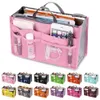 Frauen Nylon Reise Einsatz Organizer Taschen Handtasche Candy Farbe Universal Ordentlich Make-Up Kosmetik Tasche Tote Doppel-reißverschluss Verschiedene Beutel