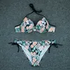 Sexy Biquíni Push Up Swimwearwear Mulheres impressam Bikinis Floral Conjunto de maiô de maiô Tão de banho Duas peças Summer Beach Wear BIQUINI L 220621