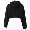 5 färger Fashion Solid Hoodies Kvinnor Sweatshirt Solid Crop Tops Hooded Long Sleeve Jumper Pullover Coat Casual Sweatshirt Top 220812