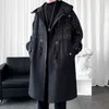 2022 Automne Trenchcoat Hommes À Capuche Veste Solide Hommes Coupe-Vent Poche Geul Veste Hip Hop Rue Casual Veste De Mode Mâle L220725