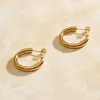 Hoop & Huggie Earrings 25mm 45mm Solid Gold And Silver Color Eternity Earings Stainless Steel Circle For Women JewelryHoop Kirs22